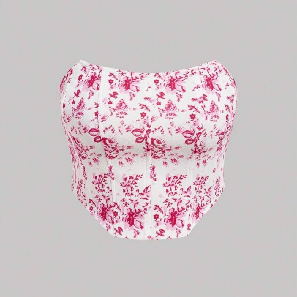 SHEIN pink and white flower corset